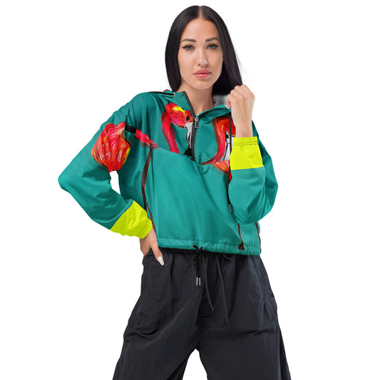 Flamingo Flamenco Women's Cropped Windbreaker