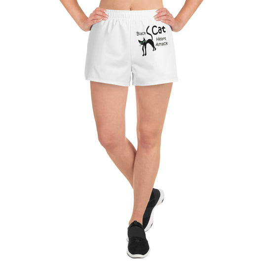 Black Cat Heart Attack Women’s Recycled Athletic Shorts