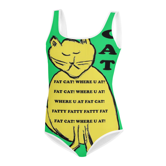 Fat Cat All-Over Print Youth Swimsuit