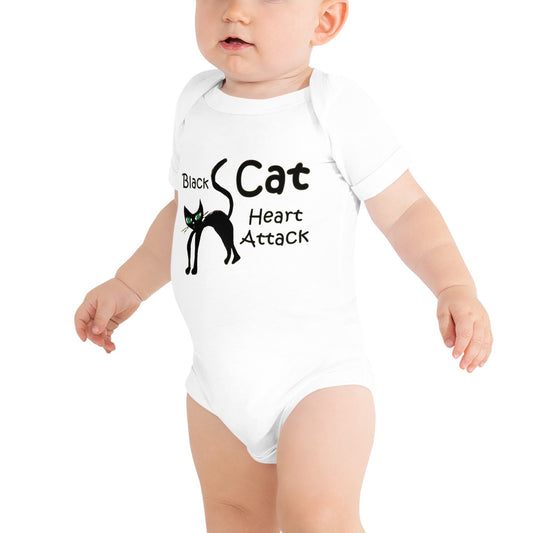 Black Cat Heart Attack Baby short sleeve one piece - A Tango to Life