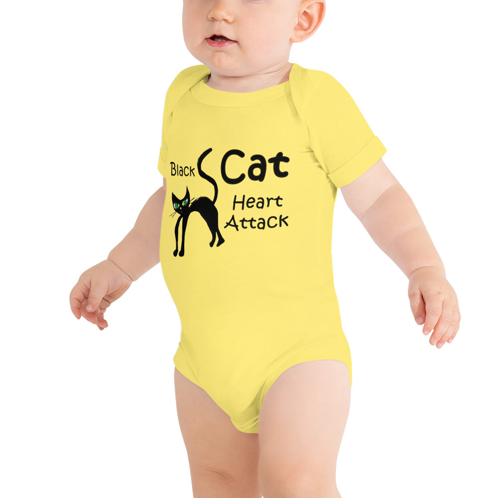 Black Cat Heart Attack Baby short sleeve one piece - A Tango to Life