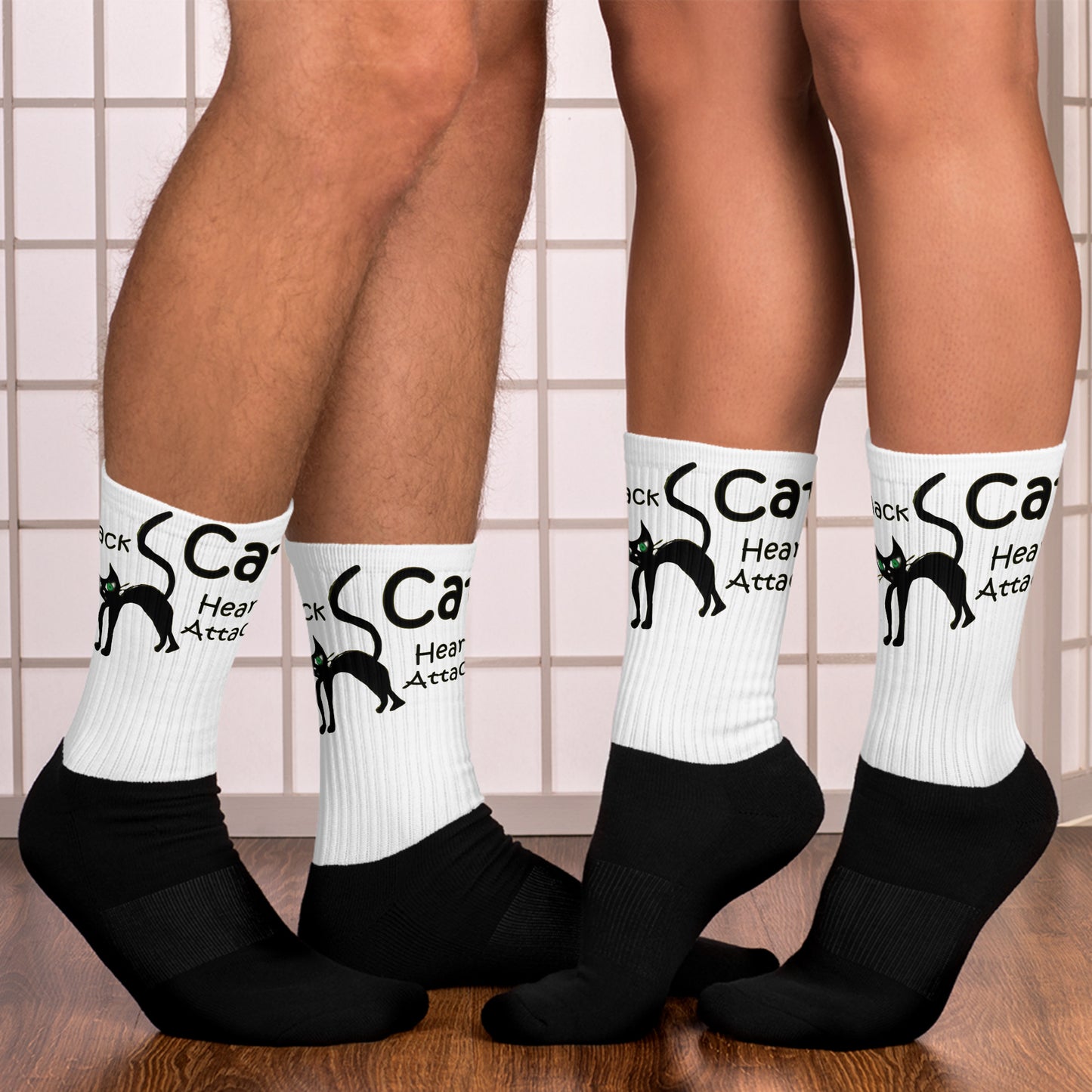 Black Cat Heart Attack Socks