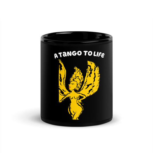 Stuck Up Black Glossy Mug