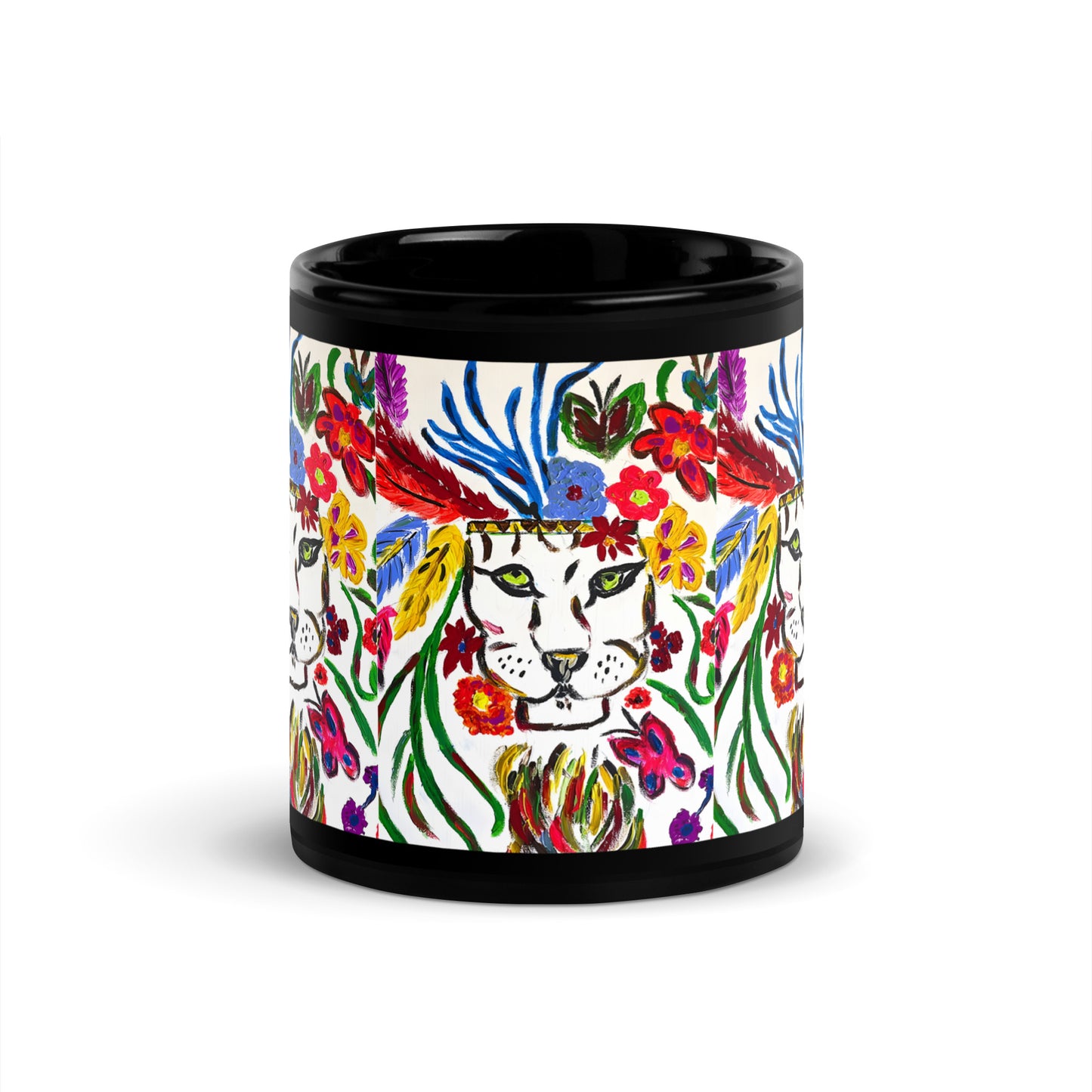 Magical Lion Black Glossy Mug