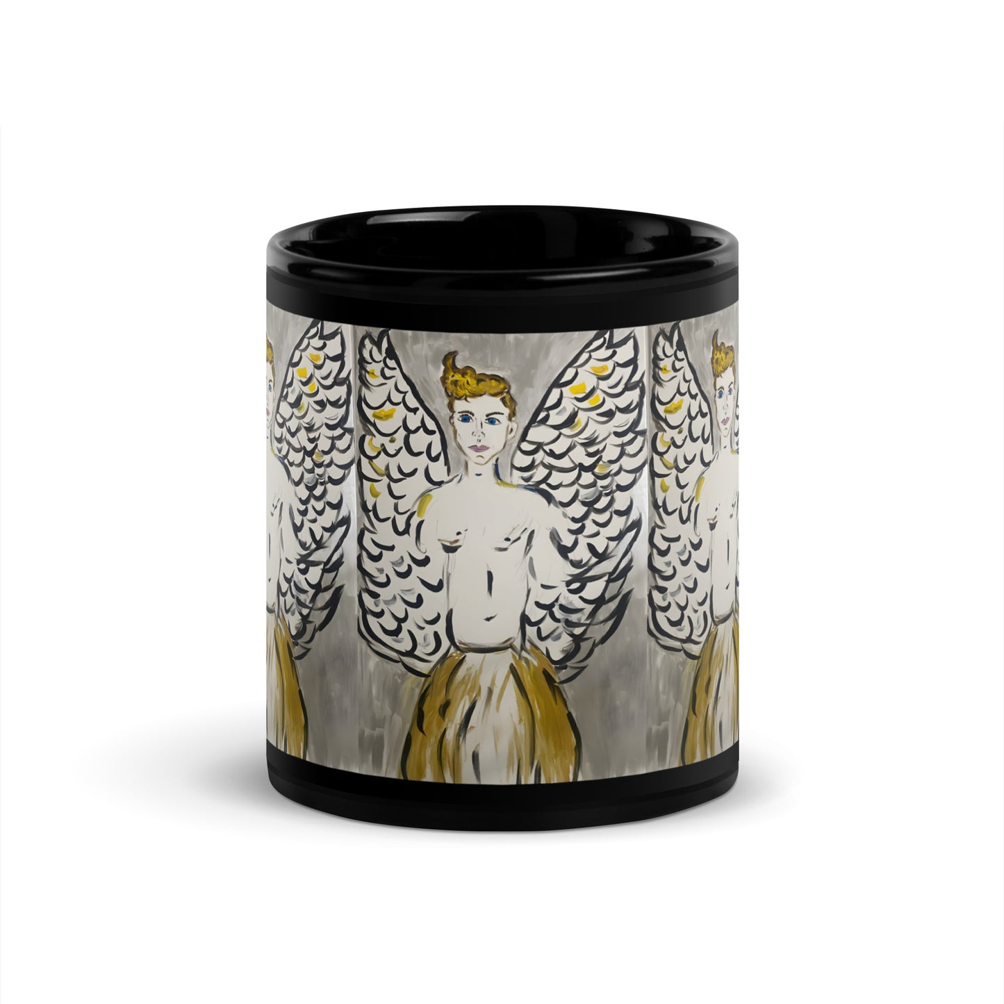 Fallen Feather Black Glossy Mug