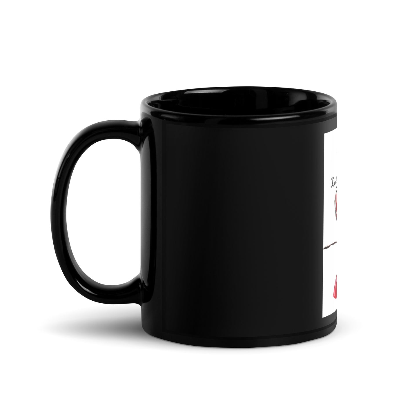 Lady In Red Black Glossy Mug