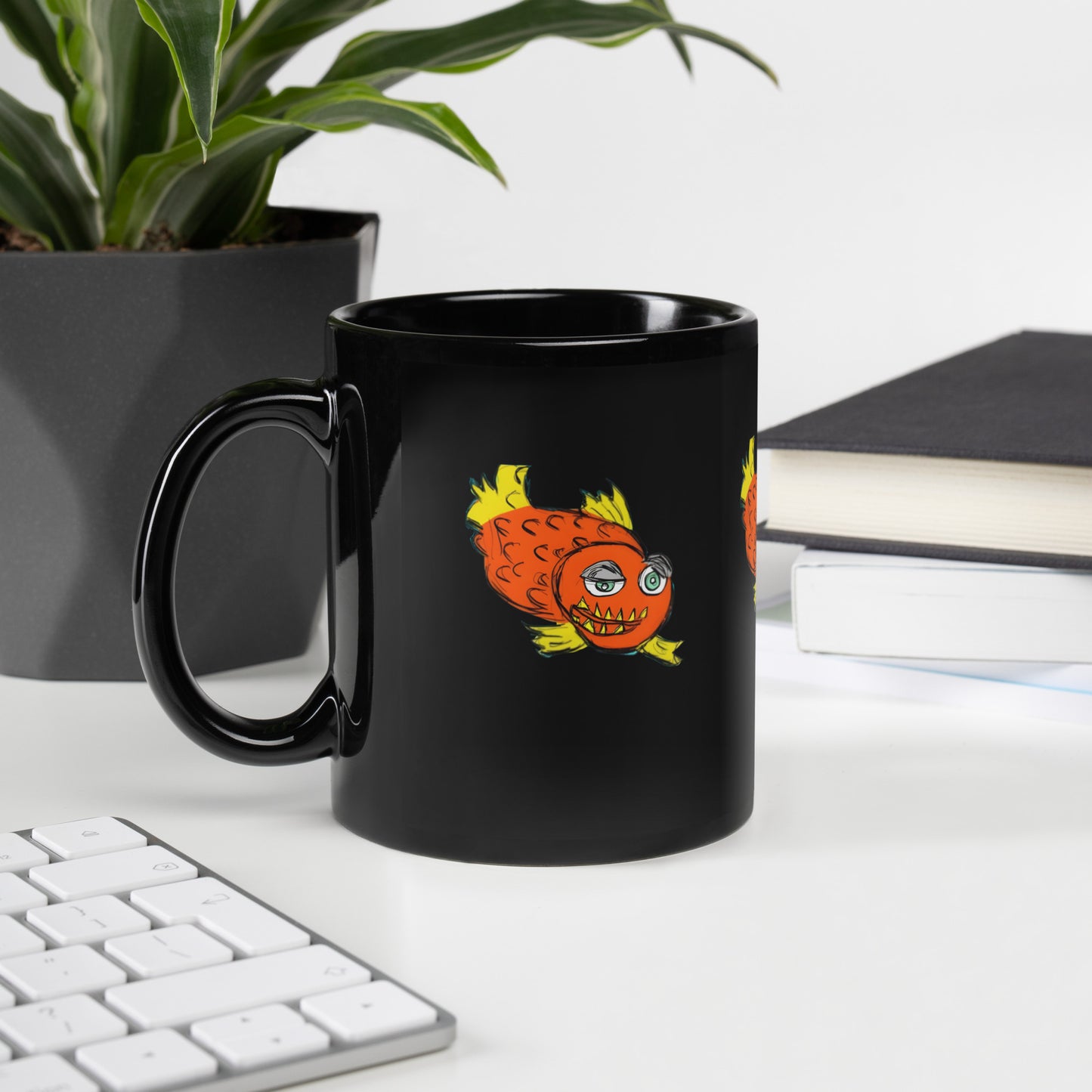 Piranha Black Glossy Mug