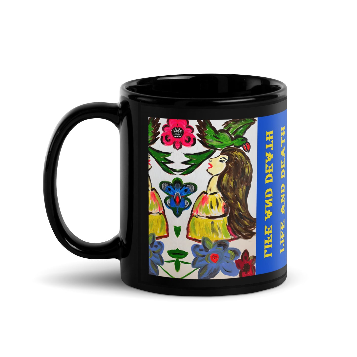 Life And Death Black Glossy Mug