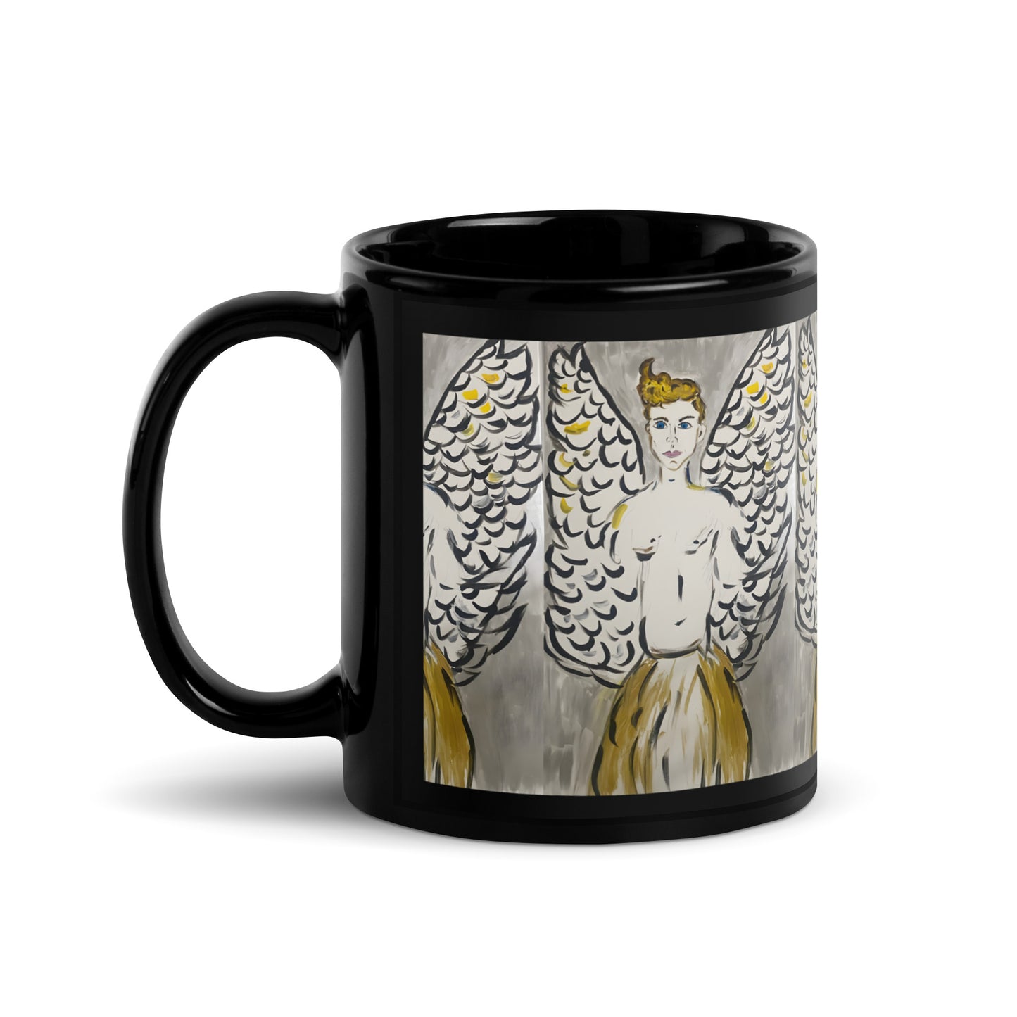 Fallen Feather Black Glossy Mug