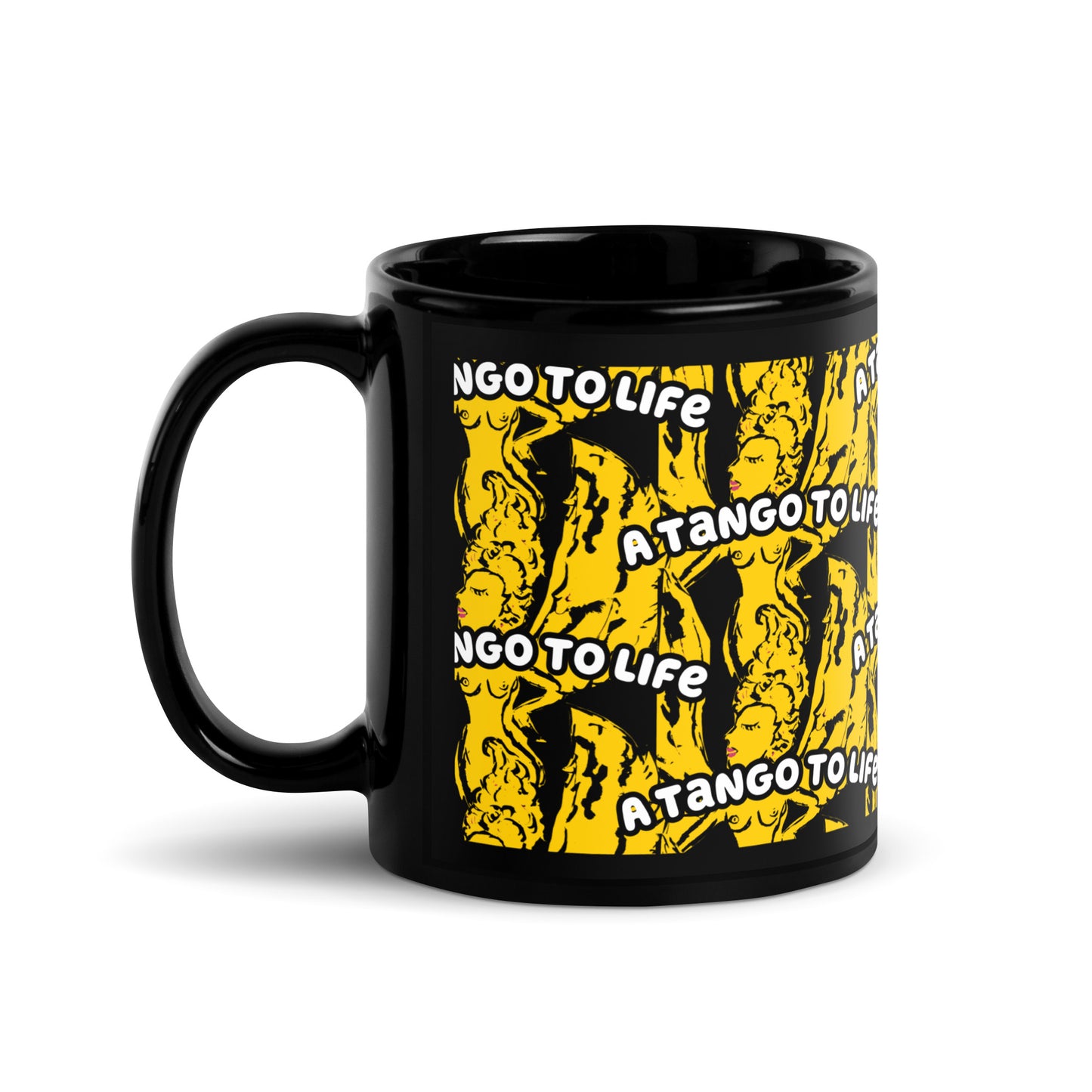 Stuck Up Black Glossy Mug