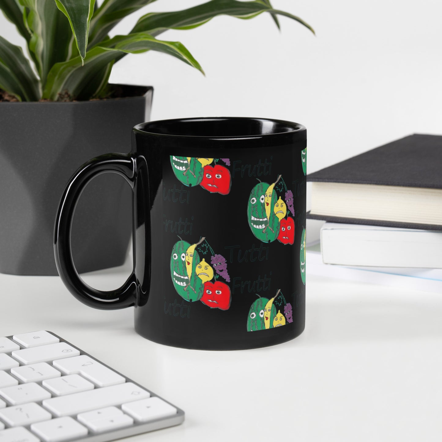 Tutti Frutti Black Glossy Mug