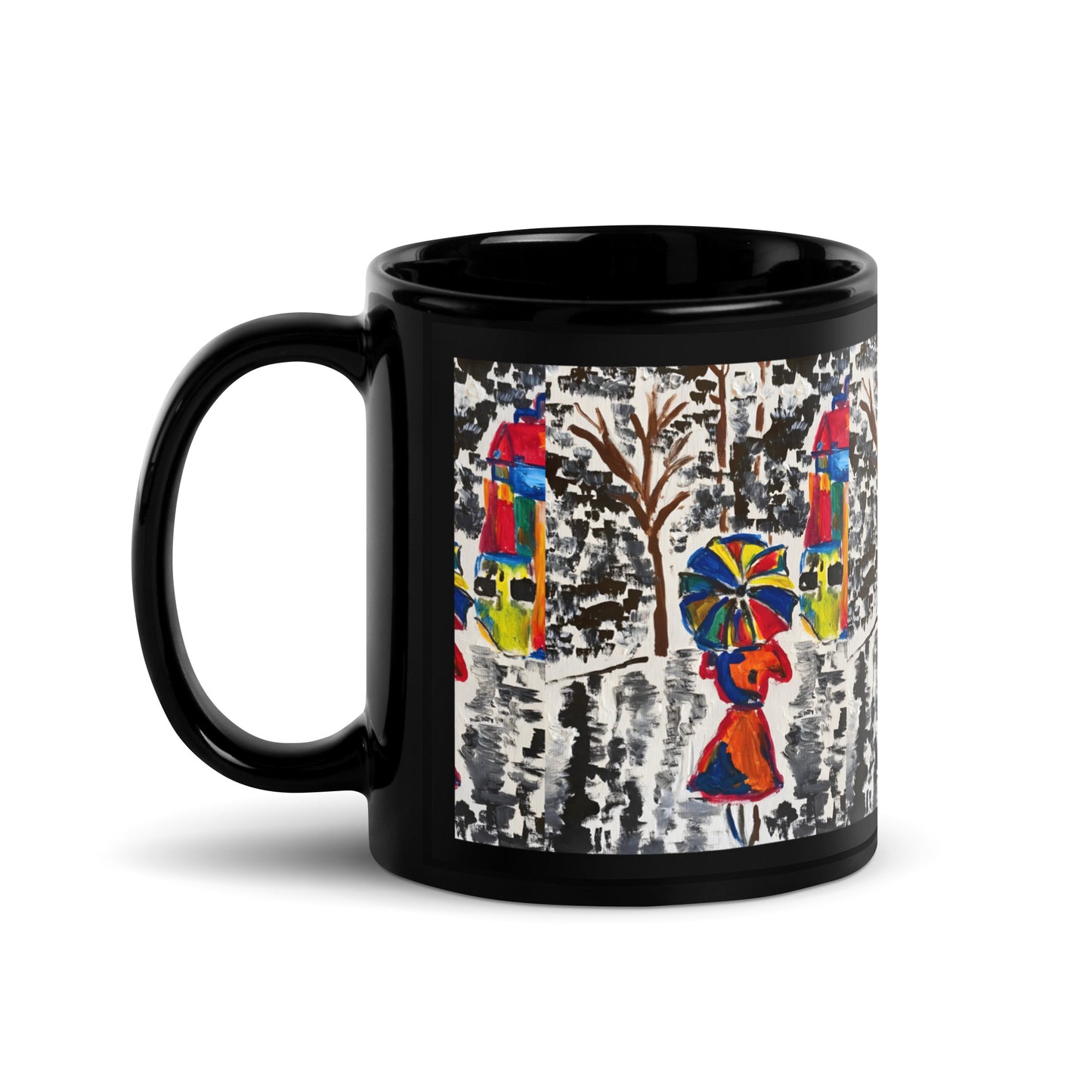 Rain Glossy Black Mug