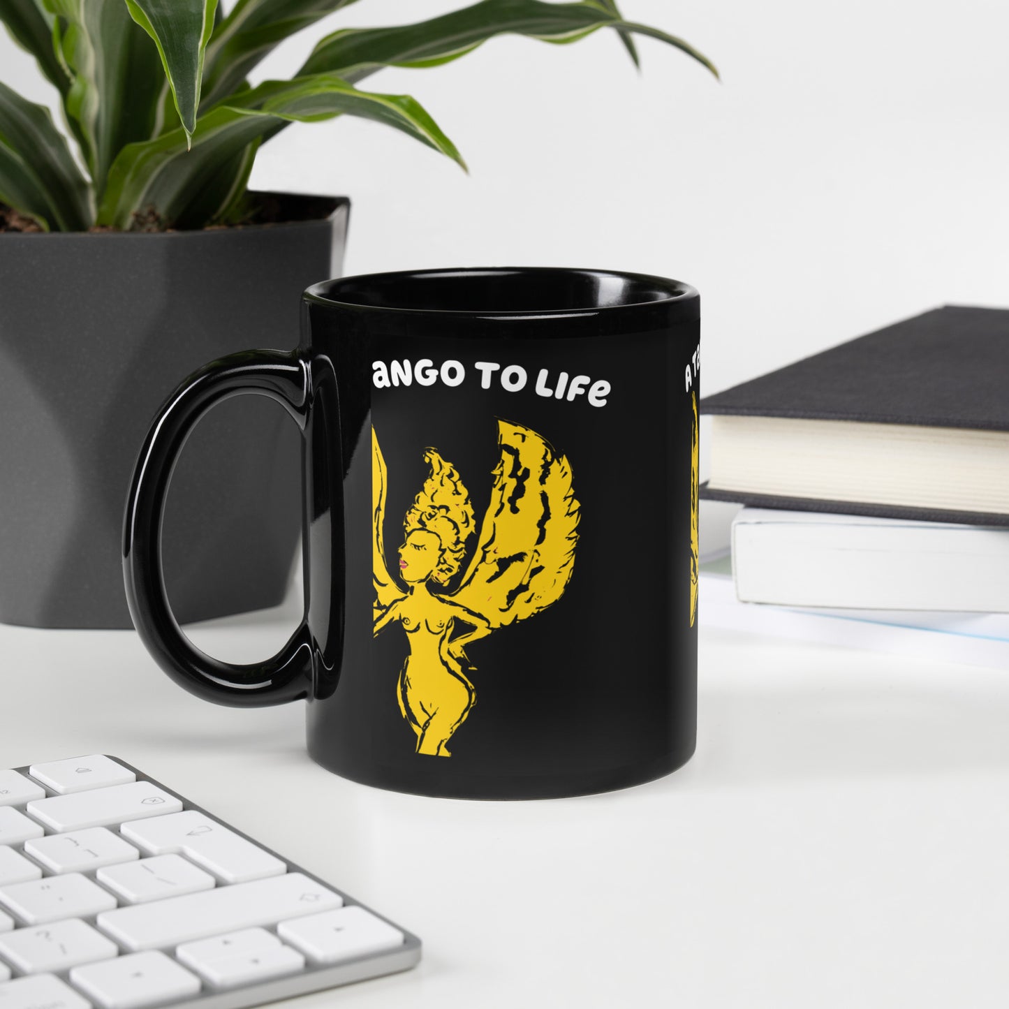 Stuck Up Black Glossy Mug