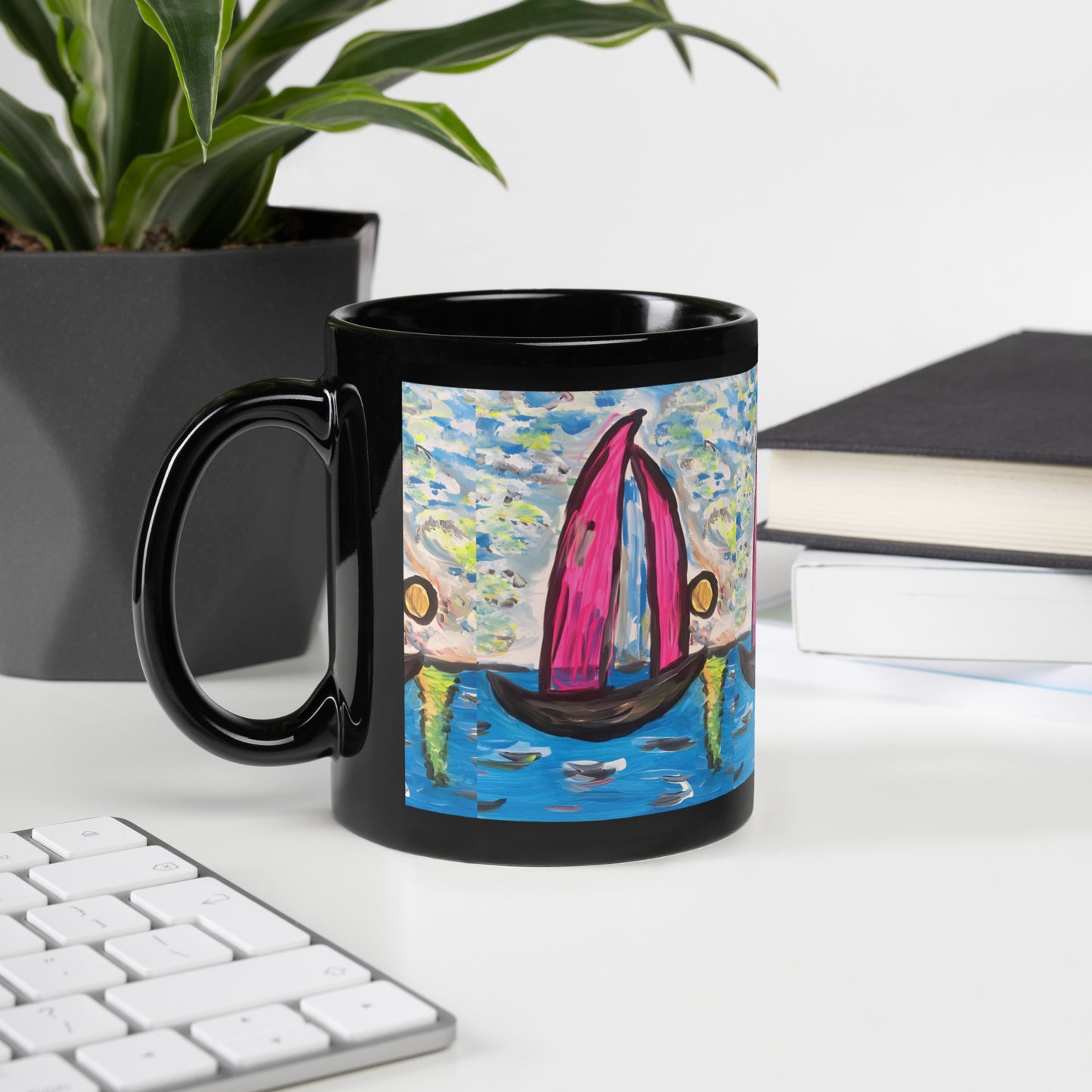 Sailing Black Glossy Mug