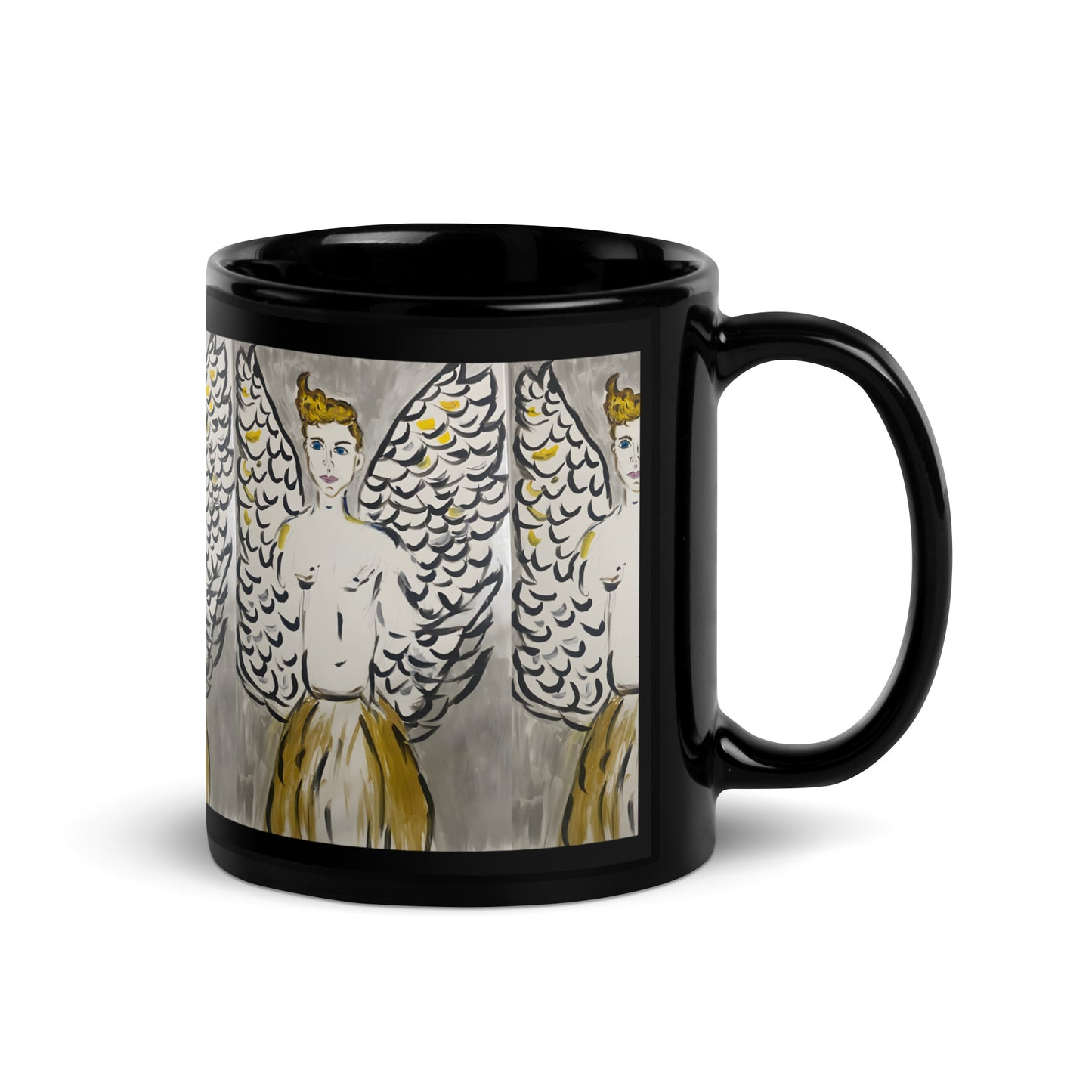 Fallen Feather Black Glossy Mug