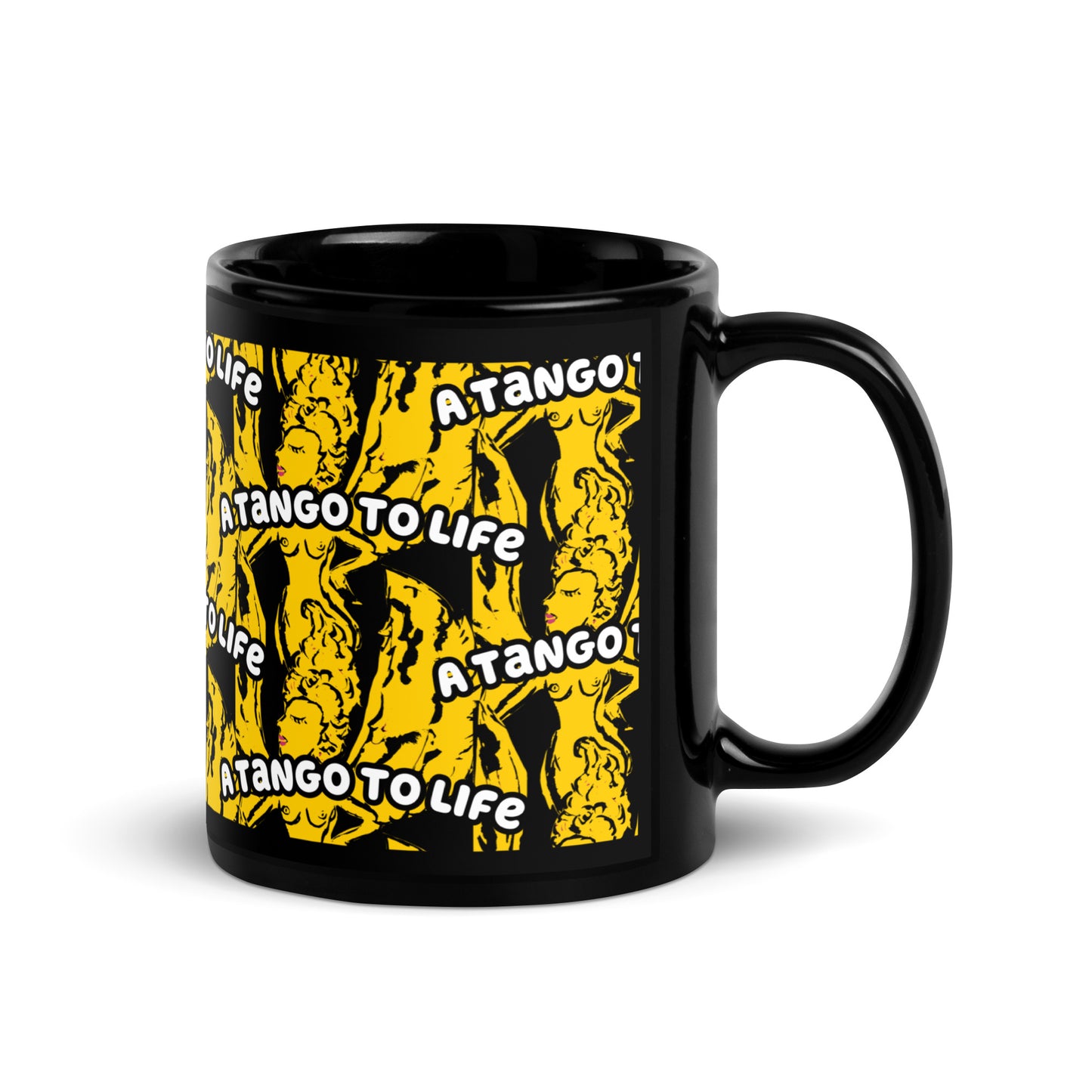 Stuck Up Black Glossy Mug