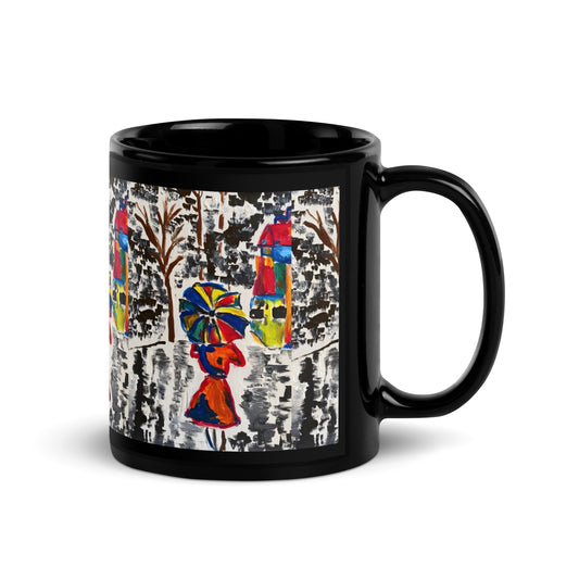 Rain Glossy Black Mug