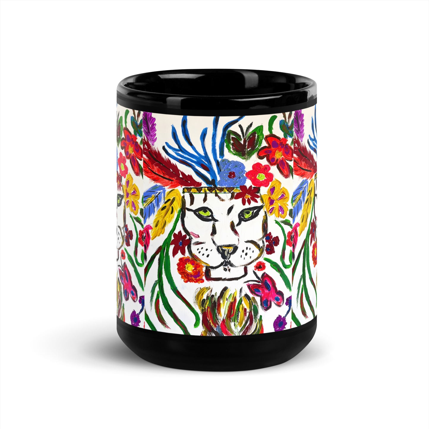 Magical Lion Black Glossy Mug