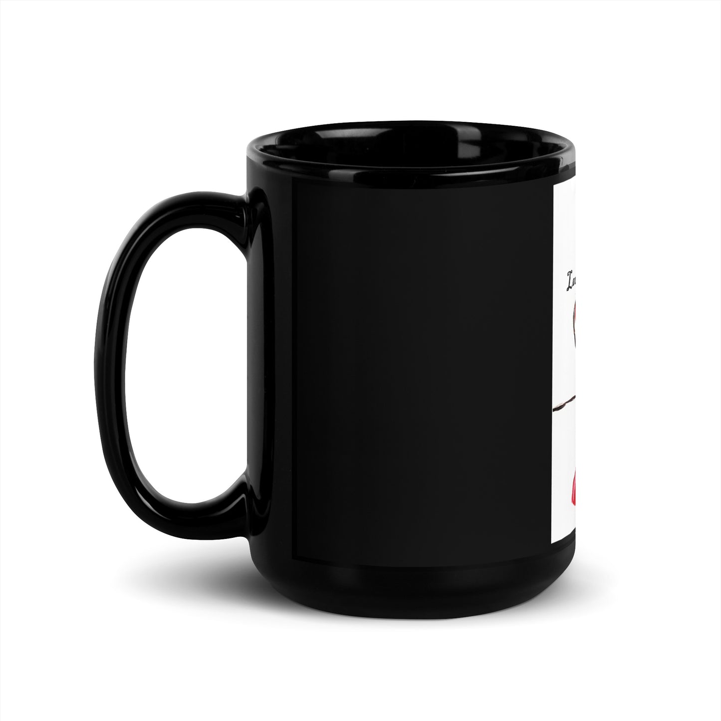 Lady In Red Black Glossy Mug