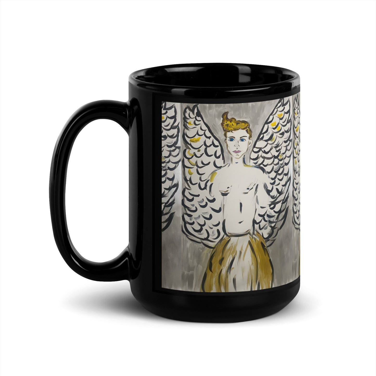 Fallen Feather Black Glossy Mug