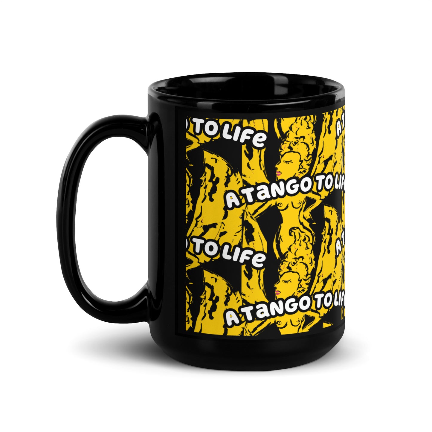 Stuck Up Black Glossy Mug