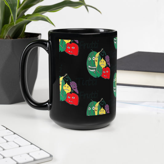 Tutti Frutti Black Glossy Mug