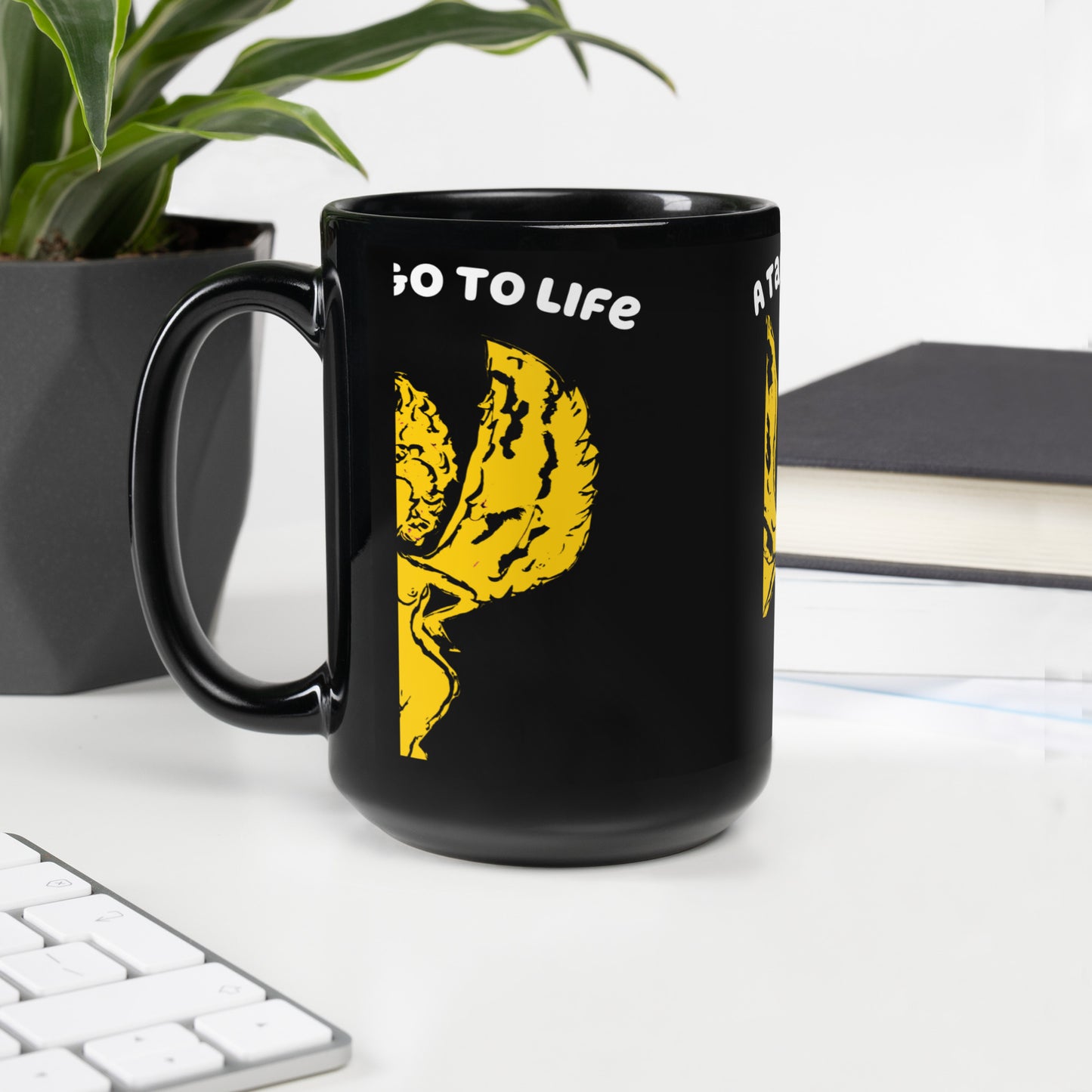 Stuck Up Black Glossy Mug