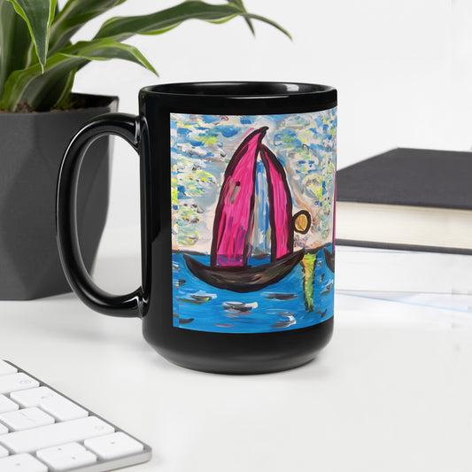 Sailing Black Glossy Mug