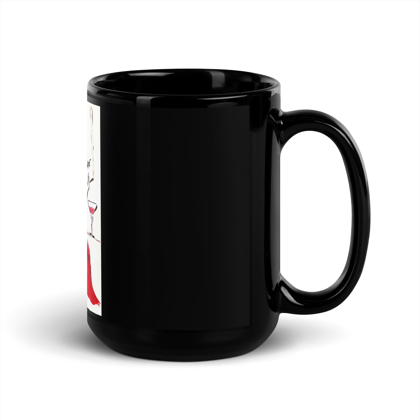 Lady In Red Black Glossy Mug