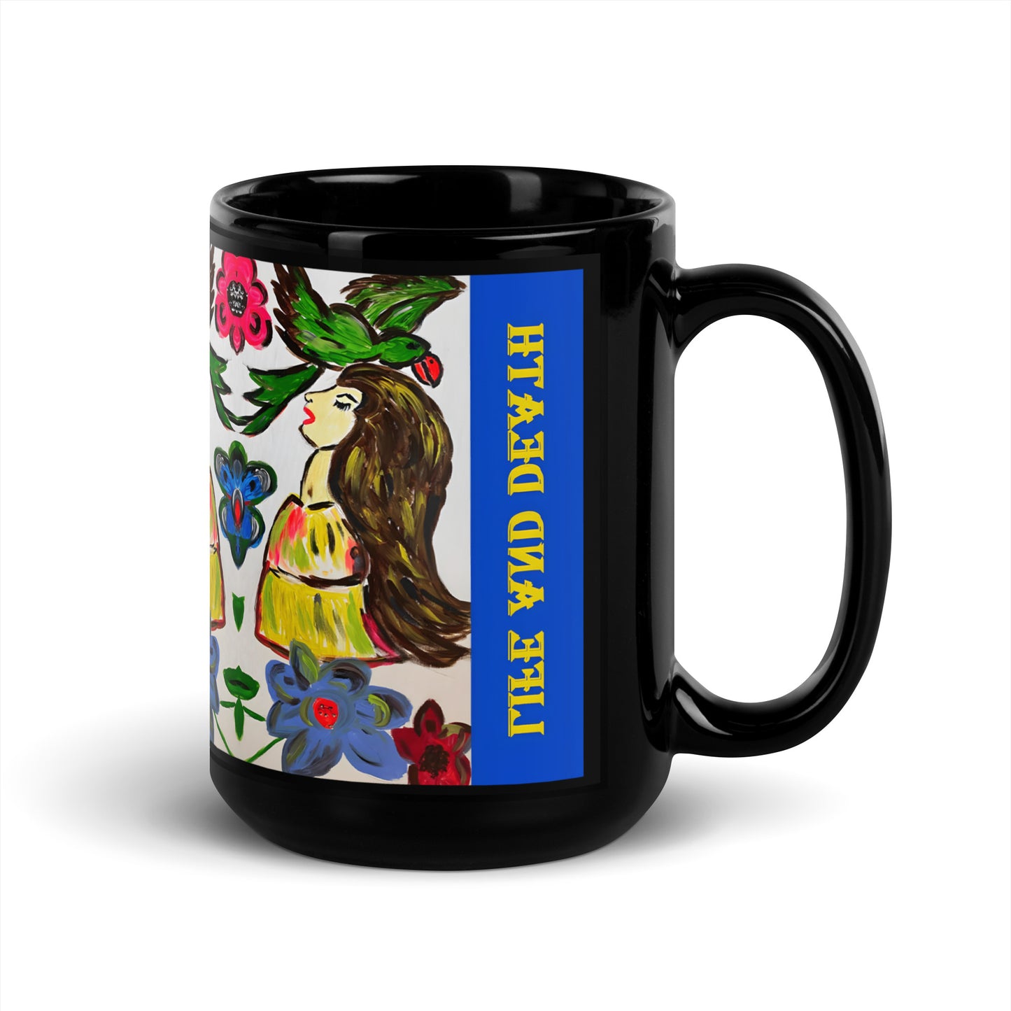 Life And Death Black Glossy Mug