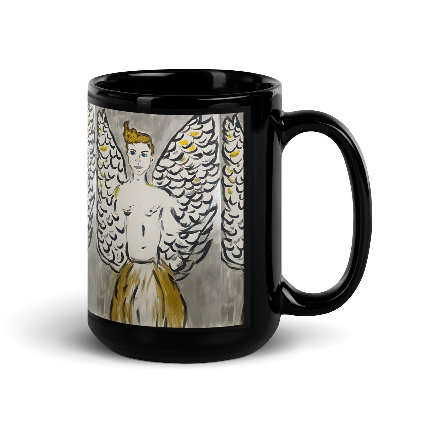 Fallen Feather Black Glossy Mug