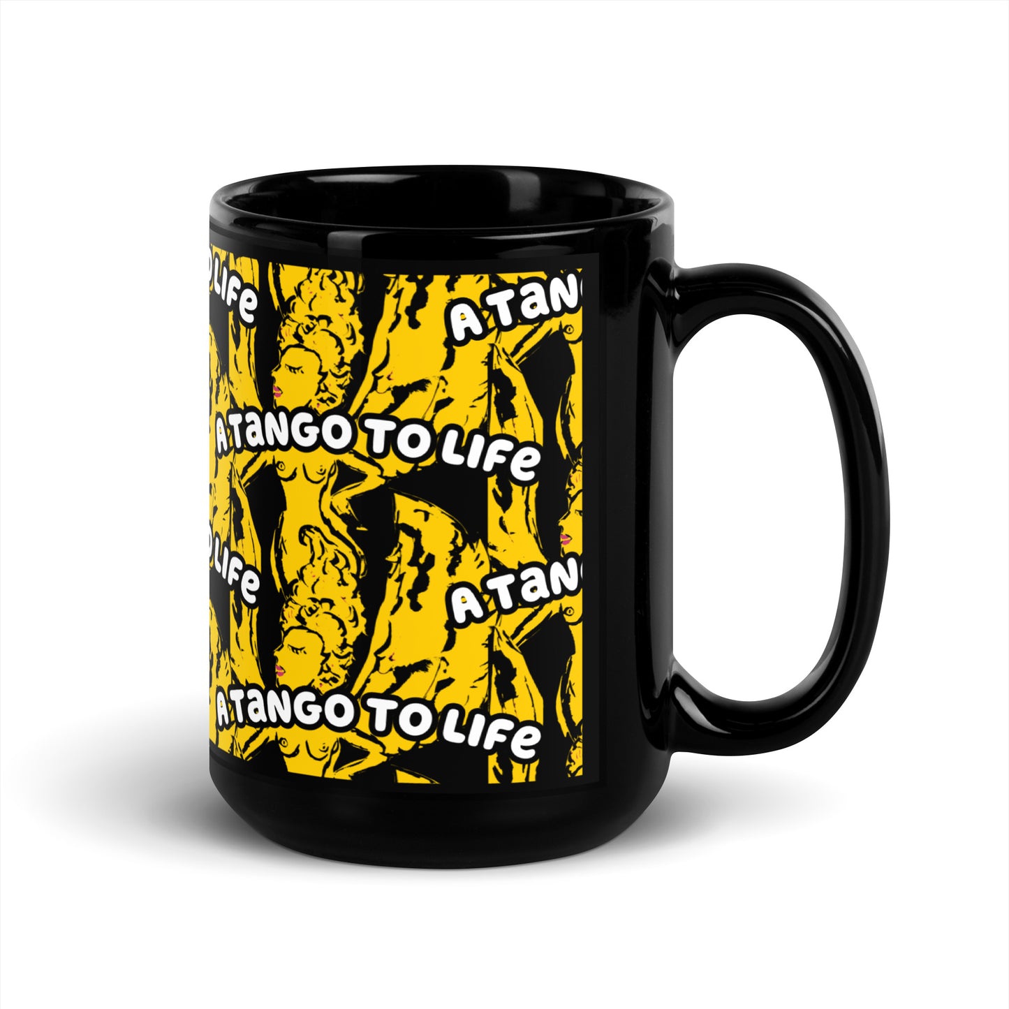 Stuck Up Black Glossy Mug