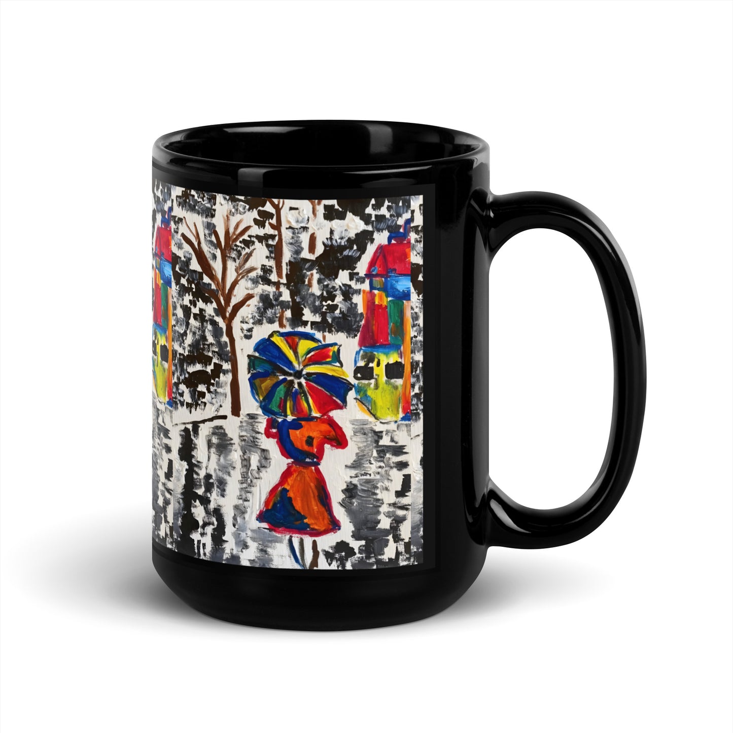 Rain Glossy Black Mug