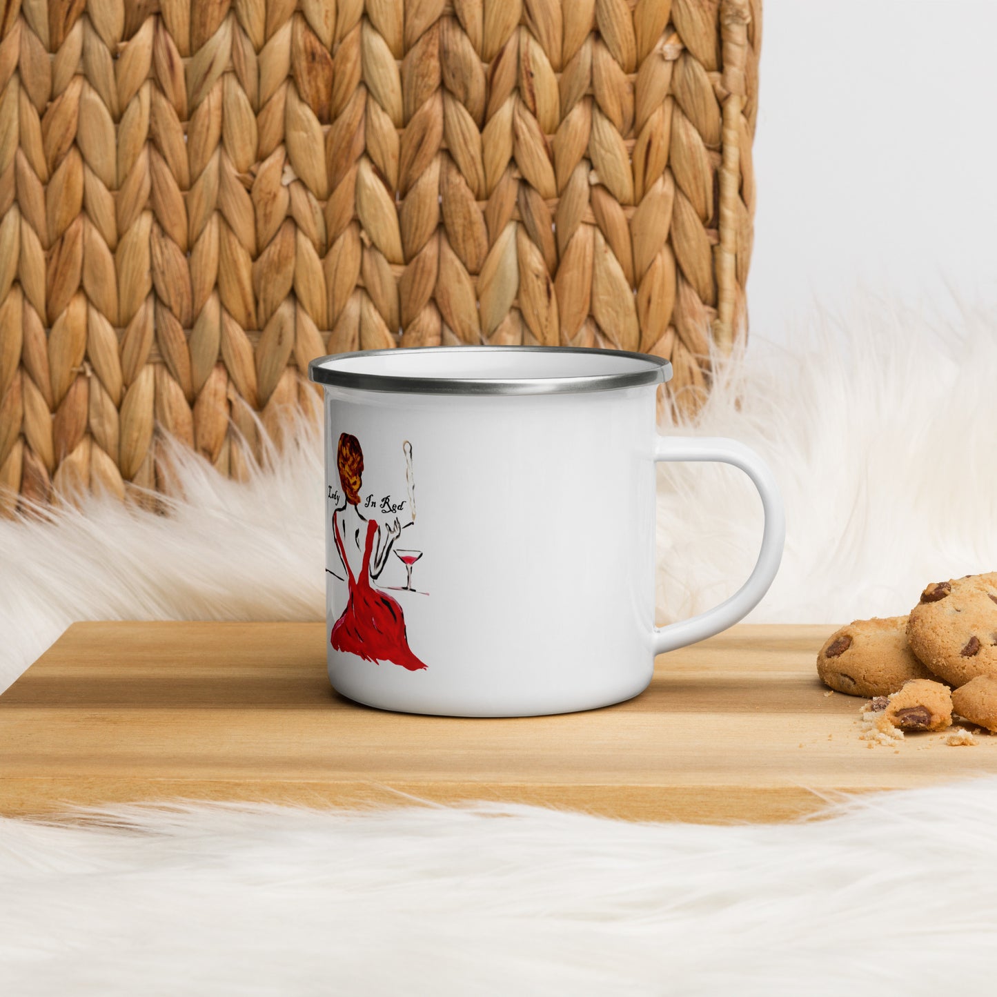 Lady In Red Enamel Mug - A Tango to Life