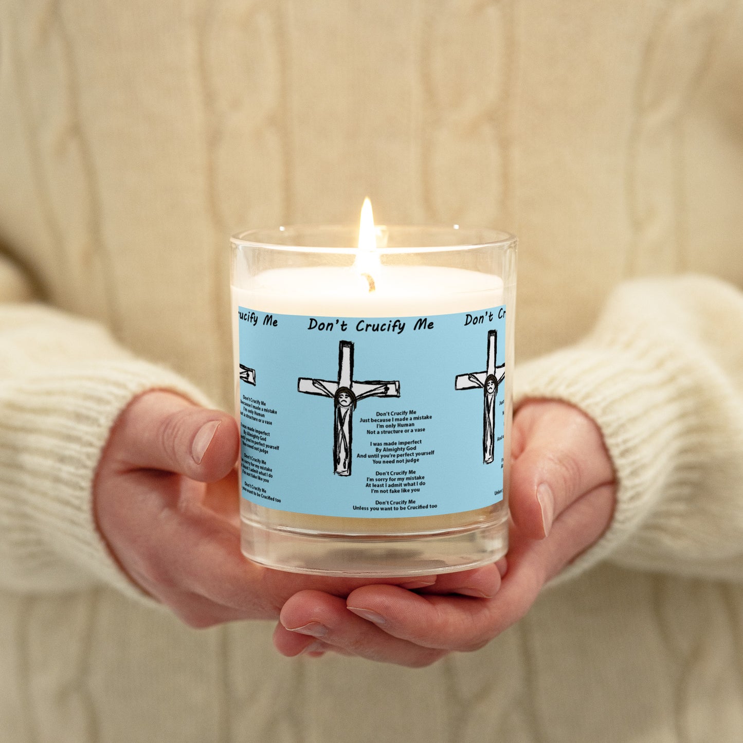 Don't Crucify Me Glass jar soy wax candle