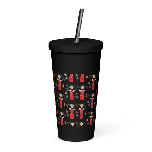 The Lady Bug Insulated tumbler with a straw