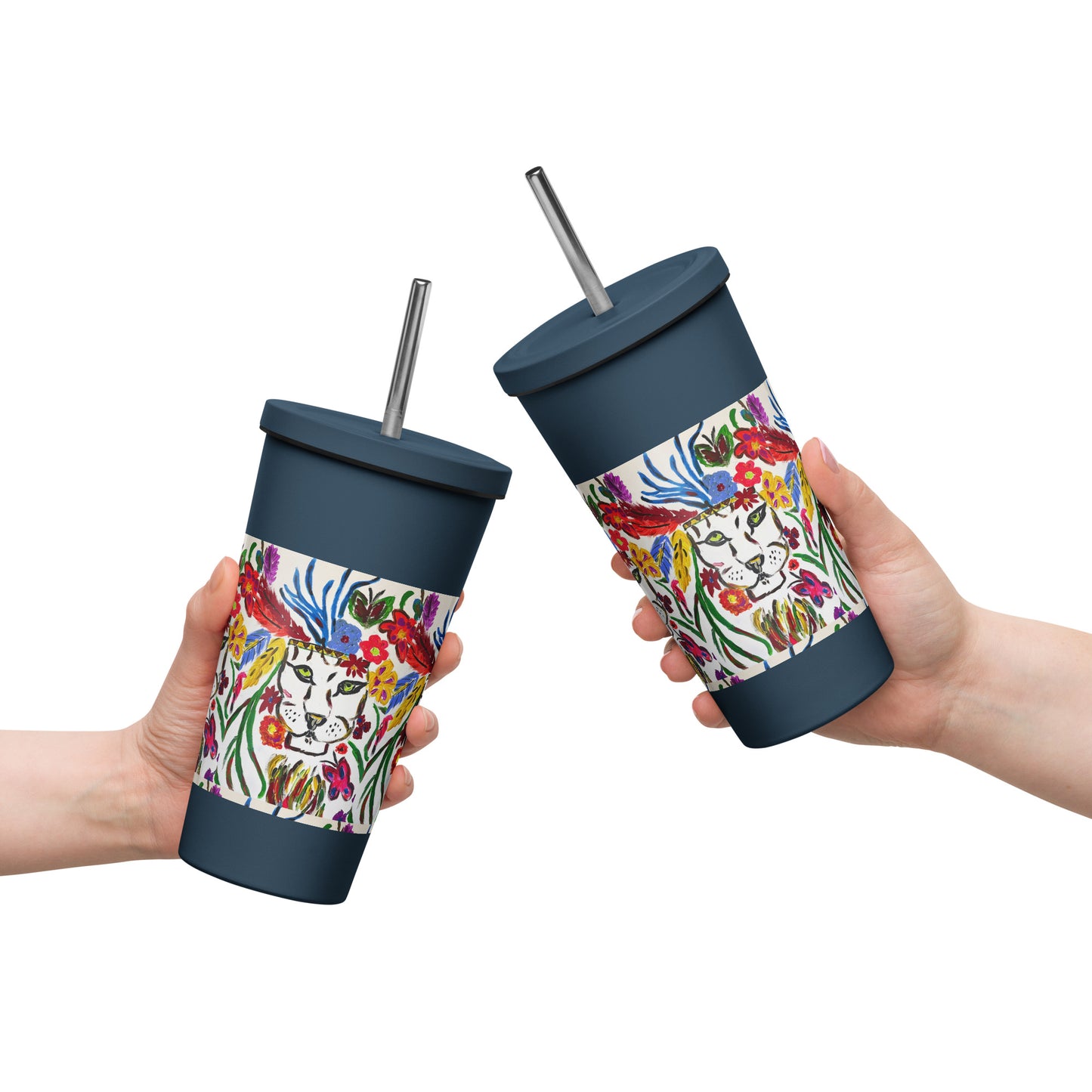 Magical Lion Insulated tumbler with a straw