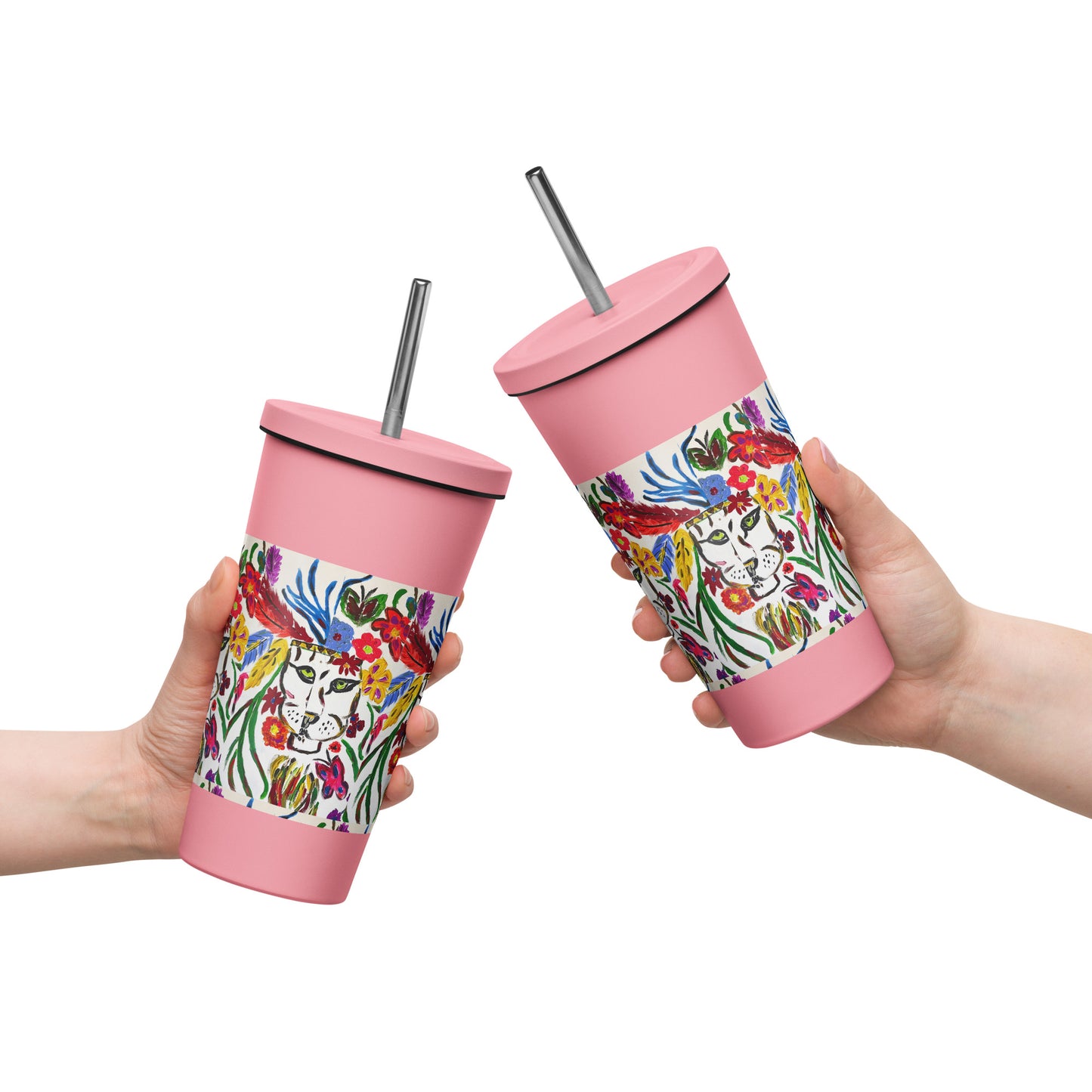 Magical Lion Insulated tumbler with a straw