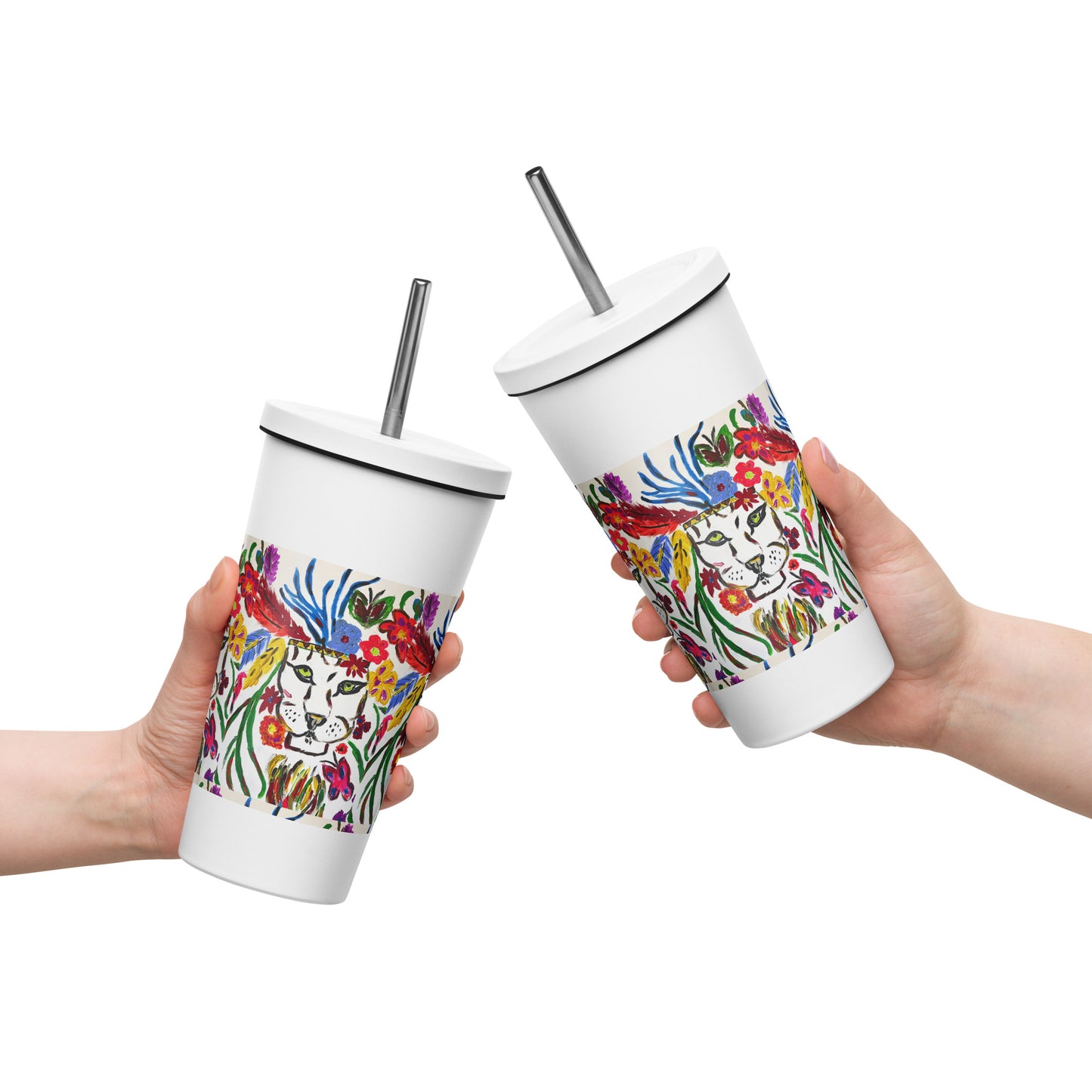 Magical Lion Insulated tumbler with a straw