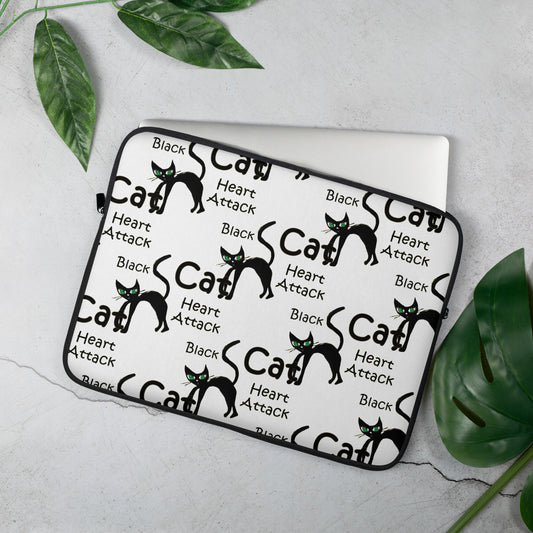 Black Cat Heart Attack Laptop Sleeve