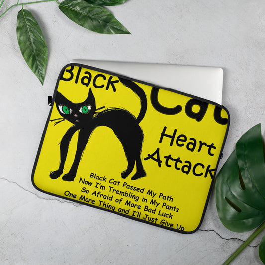 Black Cat Heart Attack Laptop Sleeve