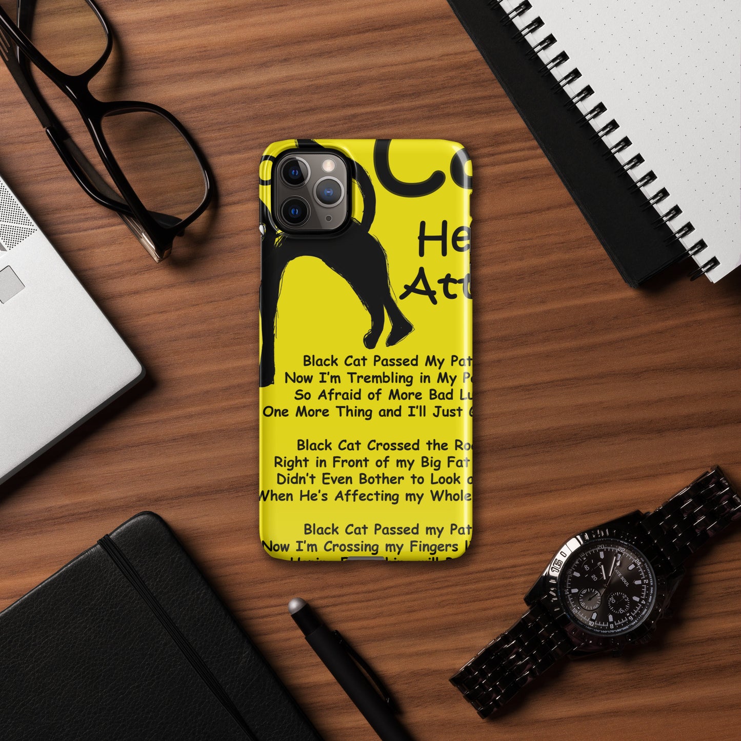 Black Cat Heart Attack Snap case for iPhone®