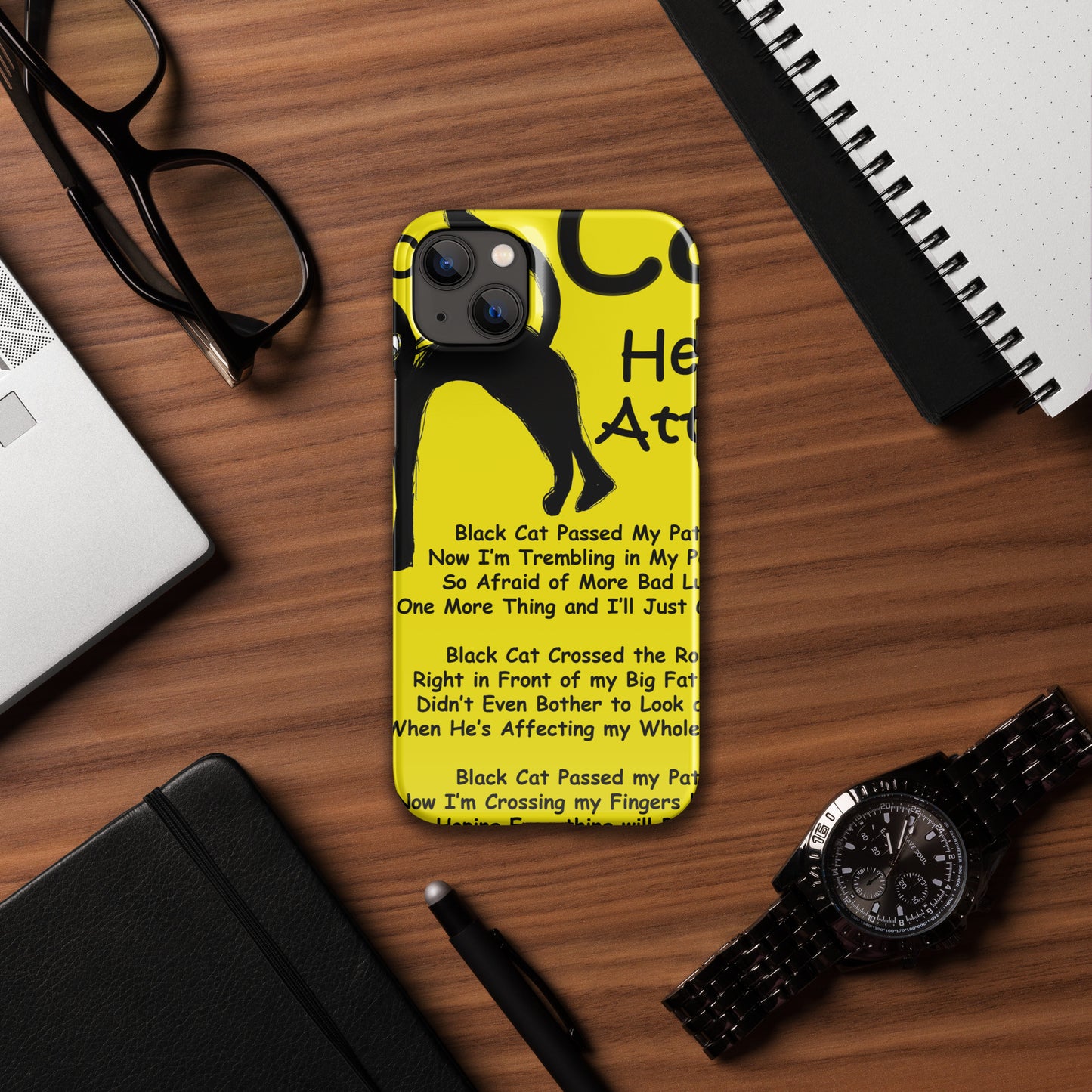 Black Cat Heart Attack Snap case for iPhone®