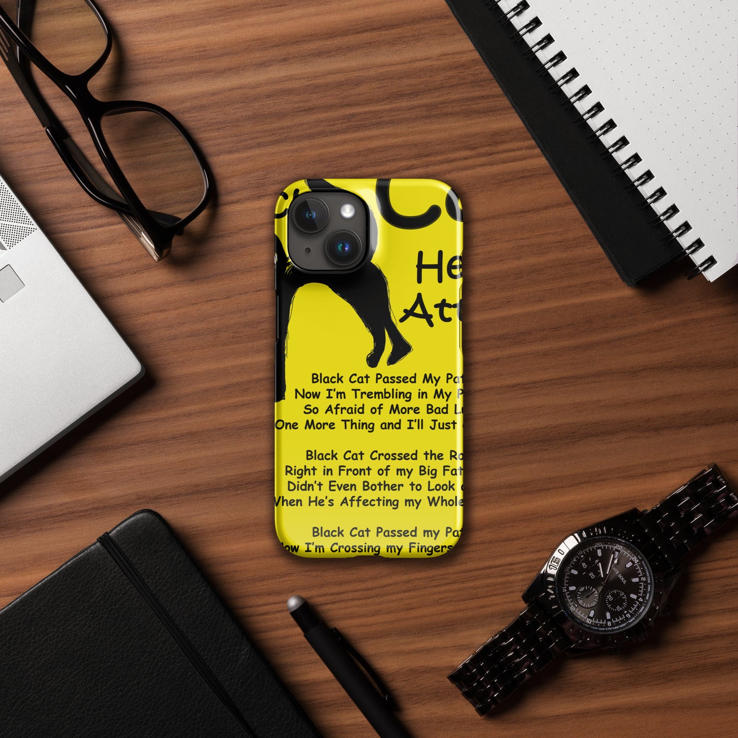 Black Cat Heart Attack Snap case for iPhone®