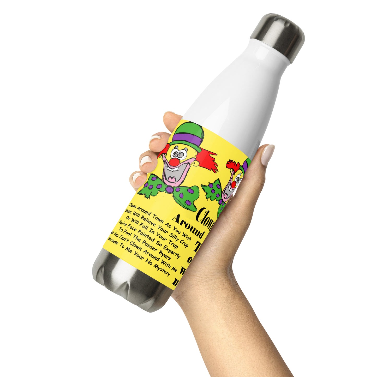 Clown Around Town Stainless steel water bottle