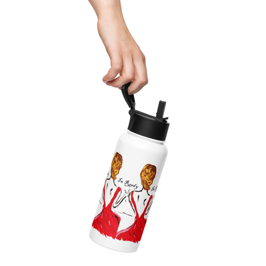 Lady In Red Stainless steel water bottle with a straw lid