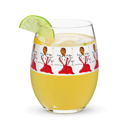 Lady In Red Stemless wine glass