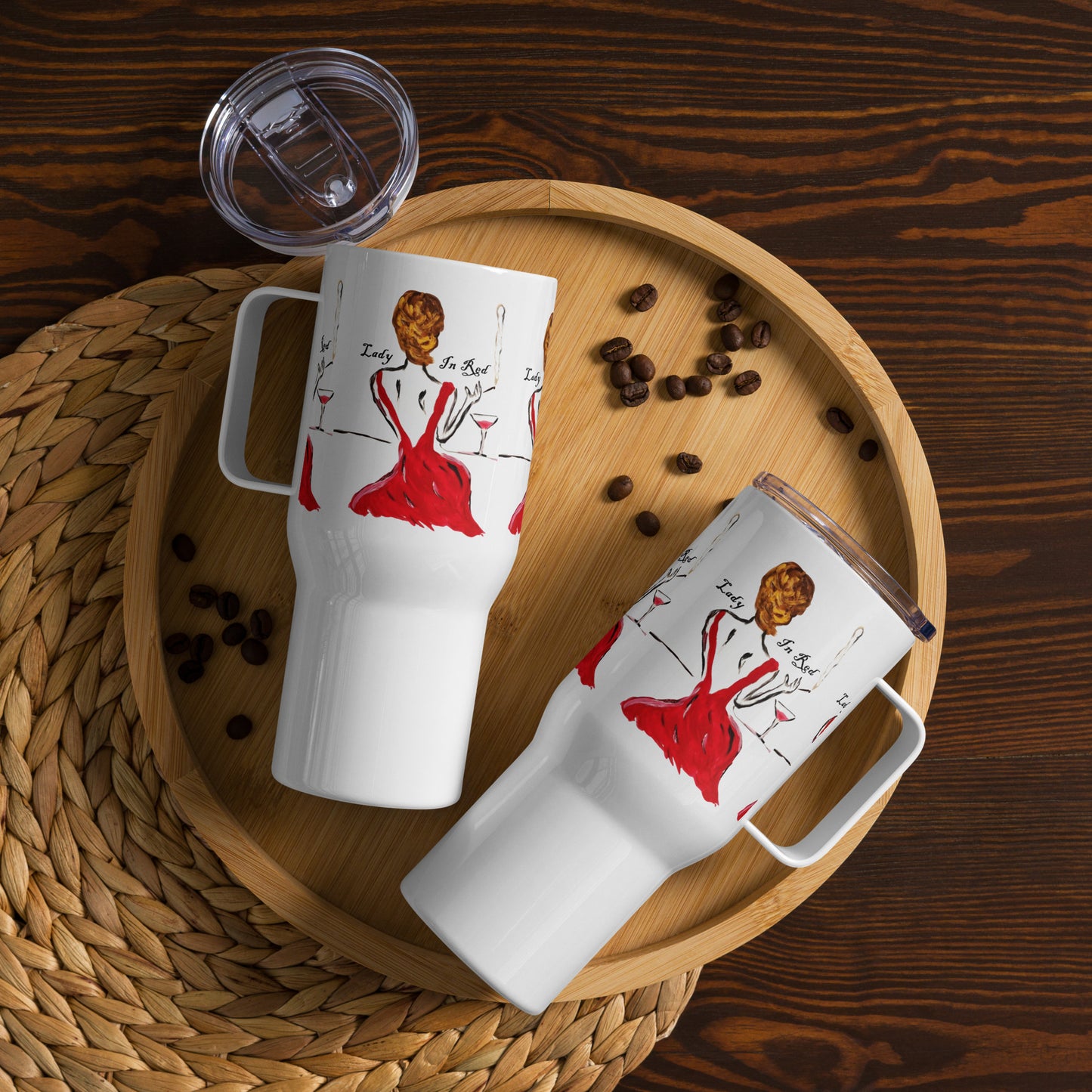 Lady In Red Travel mug with a handle