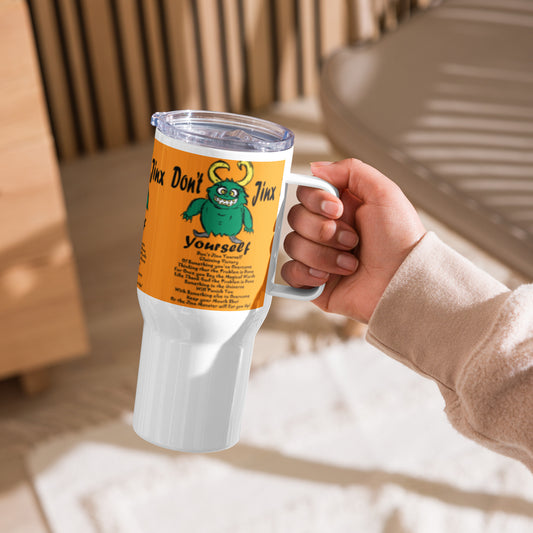 Don't Jinx Yourself Travel mug with a handle