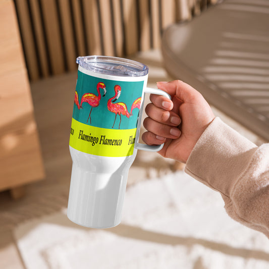 Flamingo Flamenco Travel mug with a handle